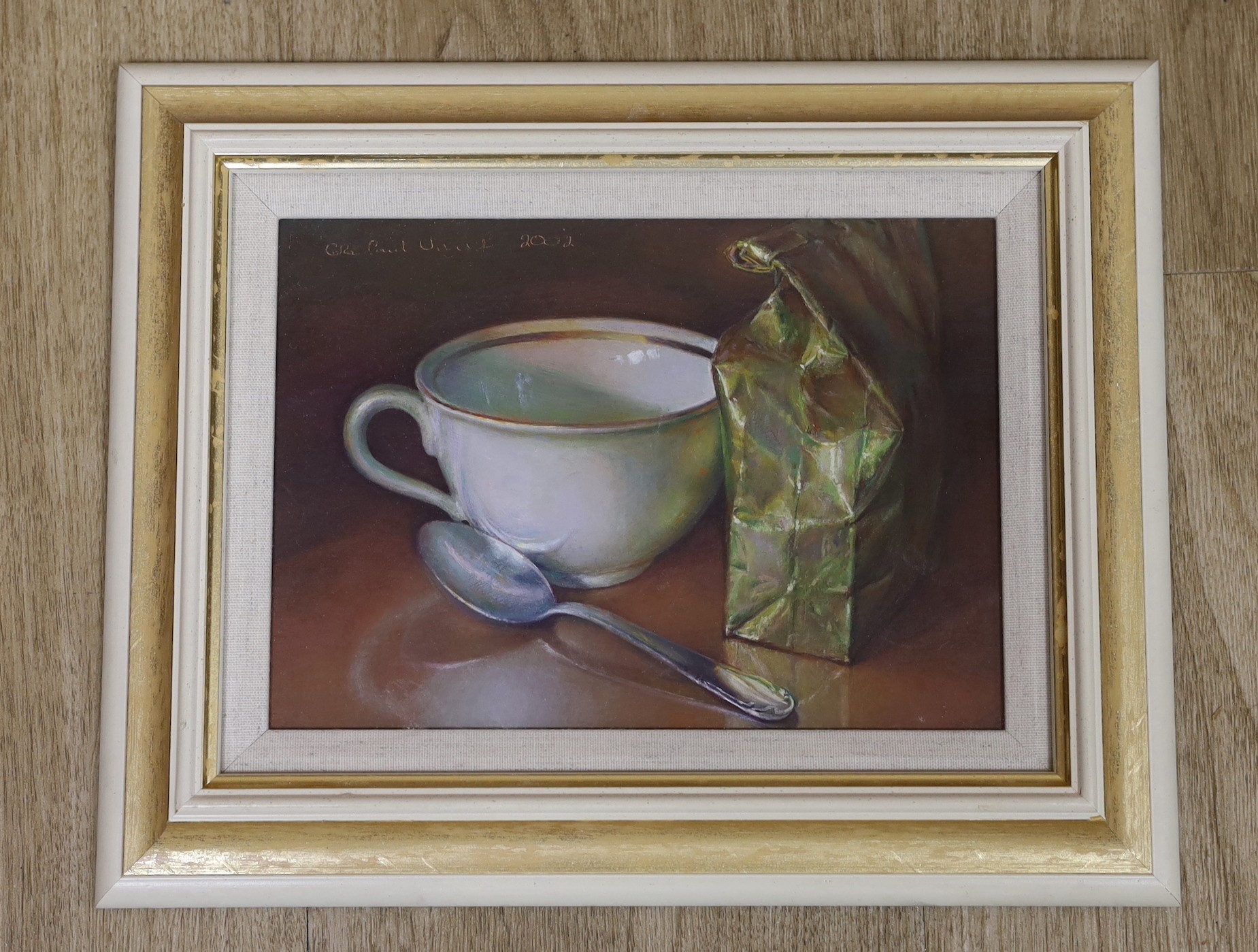 Colin Vincent (Contemporary), mixed media, ‘Coffee Cup III’, signed and dated 2002, 15 x 21cm